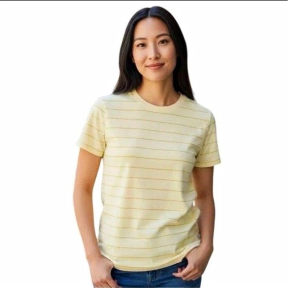 Everlane Women’s Organic Cotton Striped Knit Crew Neck T-Shirt Yellow White M